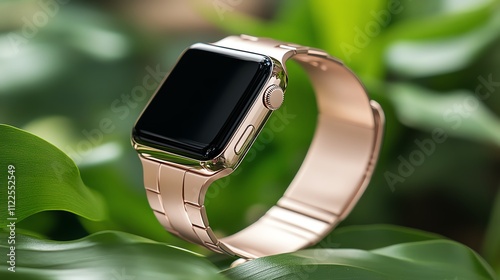 Advanced wearable tech with polished metallic bands and sleek design photo