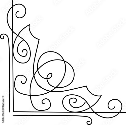 Elegant black decorative corner flourish design.