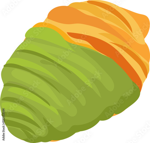 Illustration of a flaky croissant with a vibrant matcha glaze.