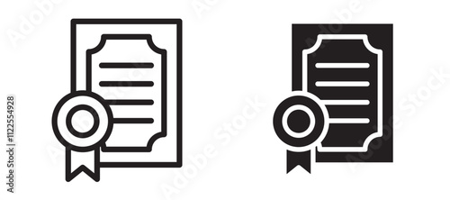 Certificate vector icon set in black color.