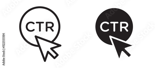 CTR vector icon set in black color.