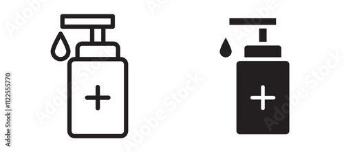 Hand sanitizer vector icon set in black color.