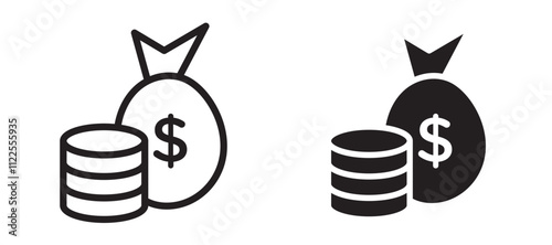 Income vector icon set in black color.