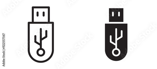 usb drive vector icon set in black color.