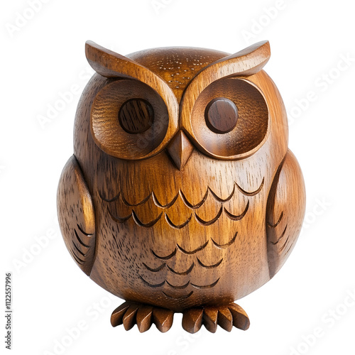 Artistic carved wooden owl figurine craft fair decorative item indoor setting close-up view unique home decor concept