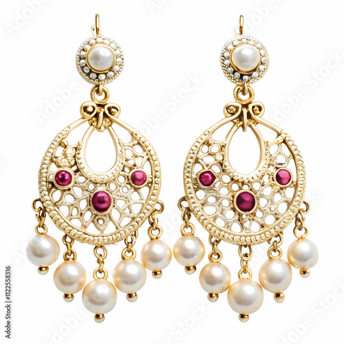 A stunning set of earrings displayed on a white background