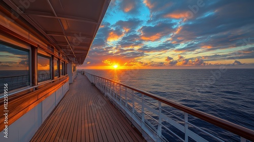 Wallpaper Mural A scenic sunset view from a cruise ship deck over the ocean. Torontodigital.ca