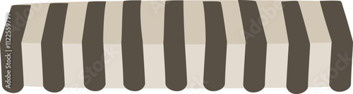 Vector illustration of a striped awning in beige and brown tones.