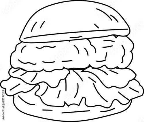 Outline illustration of a hamburger.