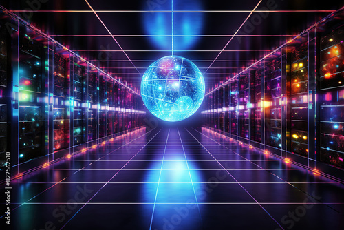 Striking representation of an exascale datacenter emphasizing a connected world