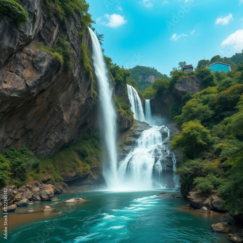 Jiulong waterfall in luoping china River landscapes Ultra realistic Photorealistic landscape photographywater travel sky beautiful tourism outdoor photo