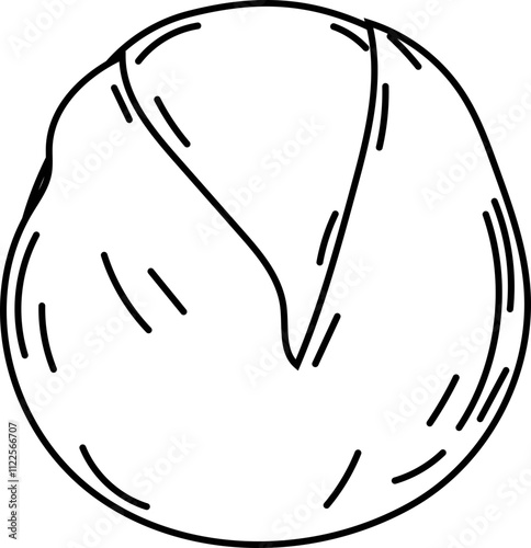 Young straw mushrooms emerge from the eggs line drawing illustration.