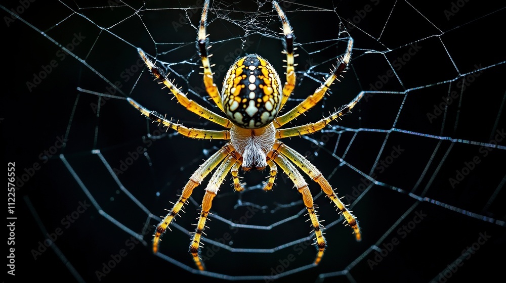 Obraz premium realistic Spider's web black background.
