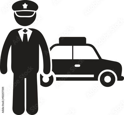 Police man with car Icon