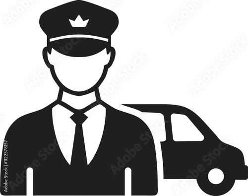 Police Officer with car Icon