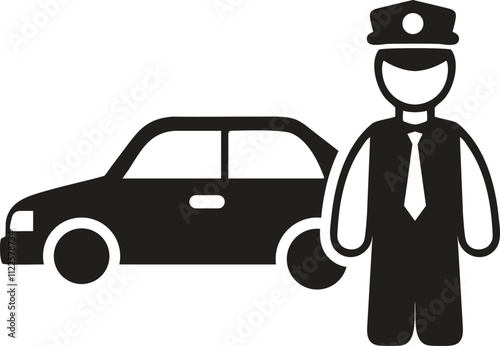 Police Officer with car Icon