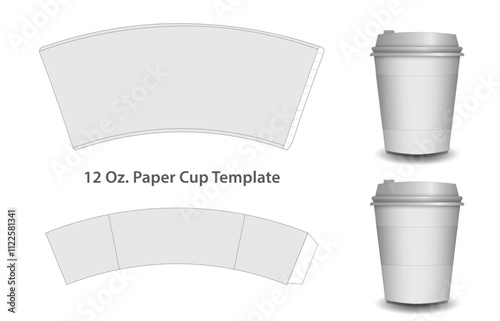 Set Illustration of Coffee Cup Sleeve Design or Paper Cup Template Mockup with Branding 