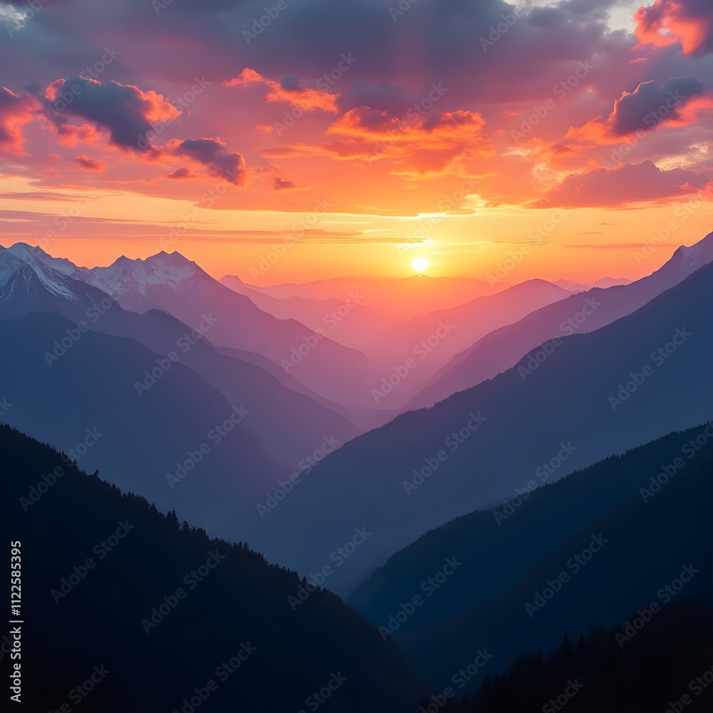 Obraz premium Misty Mountain Range Wallpaper A Dreamy Landscape in Soft Morning Light