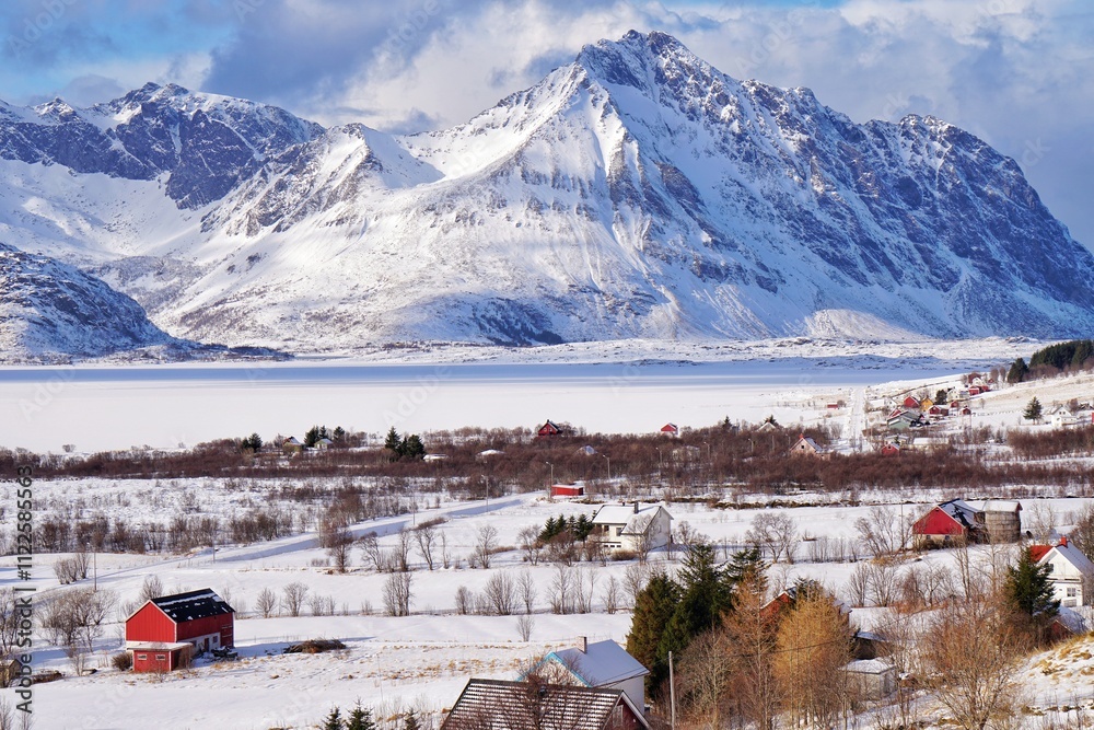 Beautiful snow mountain during winter season at Norway.