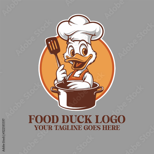 Dynamic Food Duck Chef Logo - Perfect for Restaurants, Catering, and Culinary Branding | Duck Chef Logo | Food Logo Illustration | Duck | Chef | Logo Design

