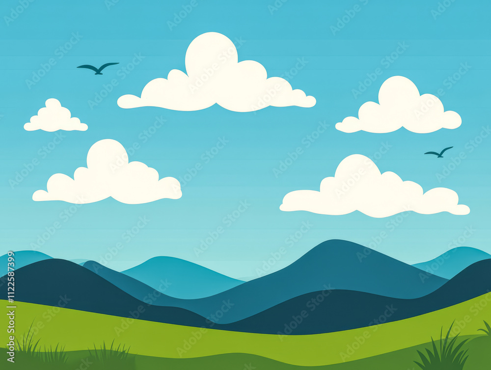 Fototapeta premium Natural landscape with blue sky and gentle hills during daytime