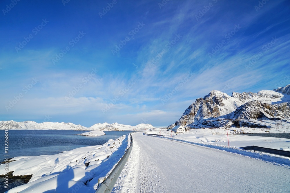 Beautiful road during winter season at Norway.