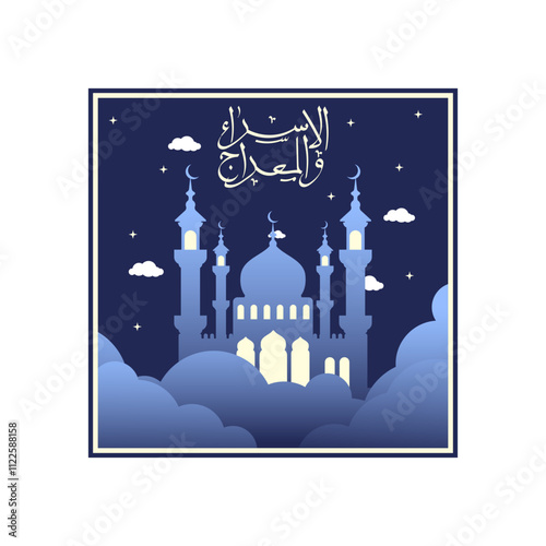 flat design mosque, isra mi'raj