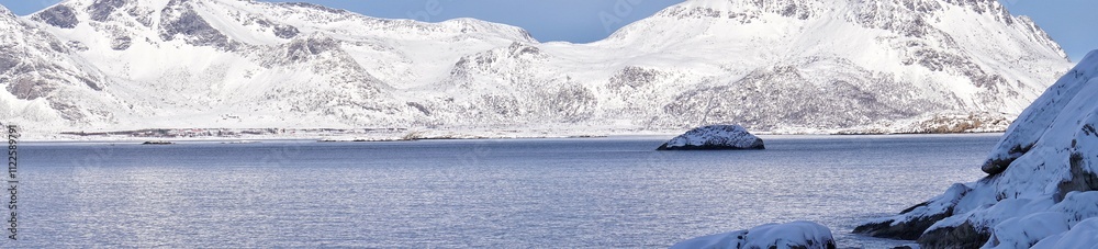 Panoramic view of snow mountain during winter season