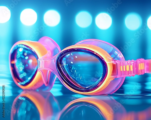 Vibrant swimming goggles designed for comfort and style, perfect for water sports and enhancing underwater visibility. photo