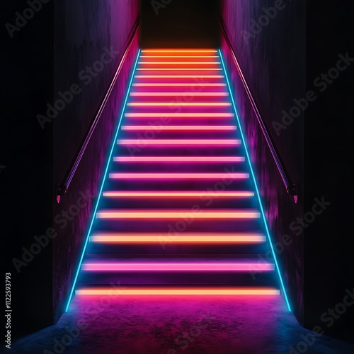 A staircase leading to the sky and light symbolizing success and achievement