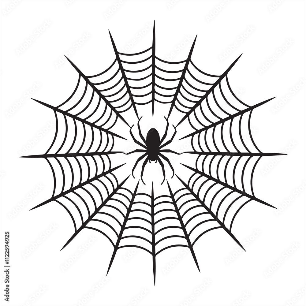 Fototapeta premium spyder net silhouette vector on white background without spider