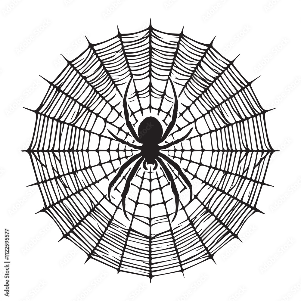 Obraz premium spyder net silhouette vector on white background without spider