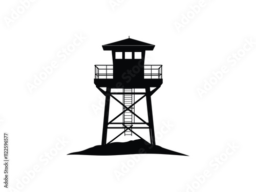 Lifeguard Safeguard Watchtower silhouette Military camp tower | vector silhouette illustration on white background