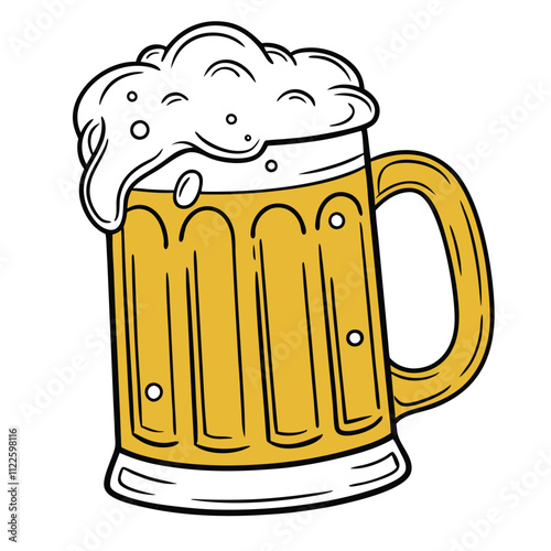 Minimalist design of a frothy beer glass