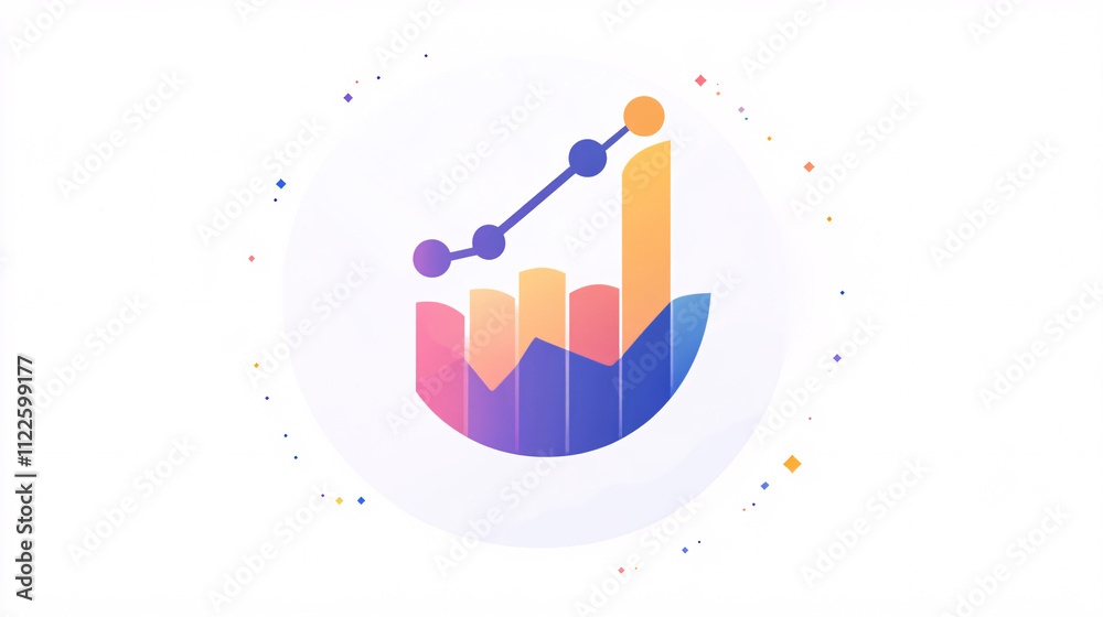 Obraz premium colorful gradient business graph chart icon in circle with white background