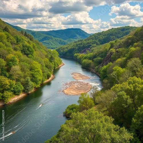 Looking north on the shenandoah river from the low water bridge River landscapes Ultra realistic Photorealistic landscape photographywater travel sky beautiful tourism outdoor