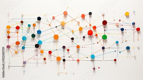 Colorful circles and lines representing connections and networks.