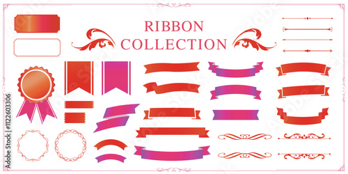 Ribbon decoration design set and antique borders and frames design