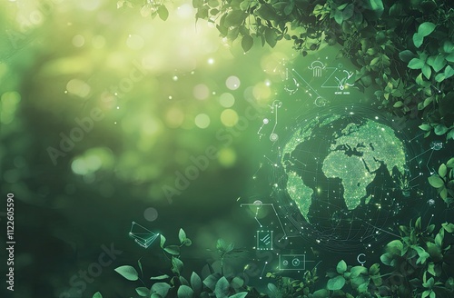 Eco friendly world concept.  Green technology and sustainable future.