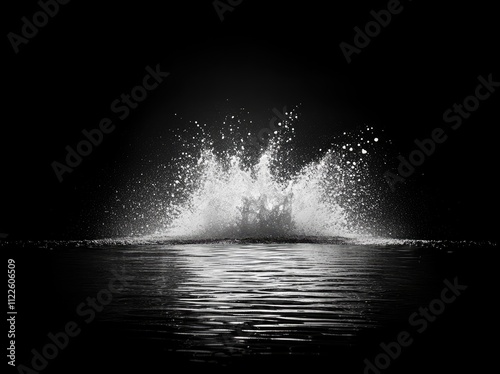 Dramatic black and white image of a water splash.