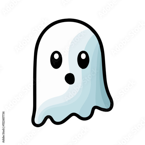 Ghost Flat Vector Illustration, Ethereal Creature, Stylized Design, Simple