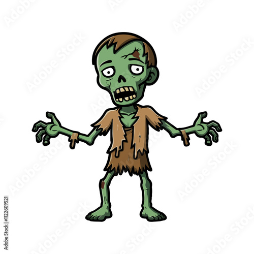 Zombie Flat Vector Illustration, Decayed Body, Stylized Design, Exaggerated Features photo