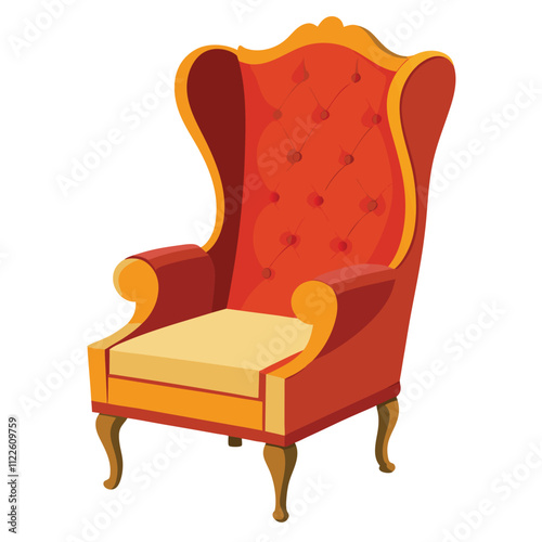 Wingback chair isolated on white background