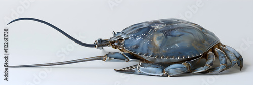 Detailed Illustration of a Horseshoe Crab (Xiphosura) in its Natural Marine Setting photo