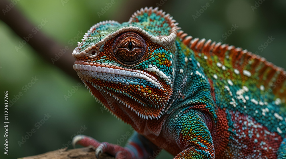 Fototapeta premium iguana on a branch. Genrative.ai
