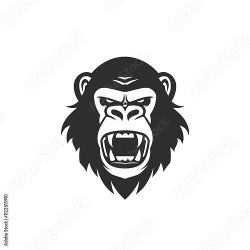 Gorilla Aggressive silhouette vector illustration