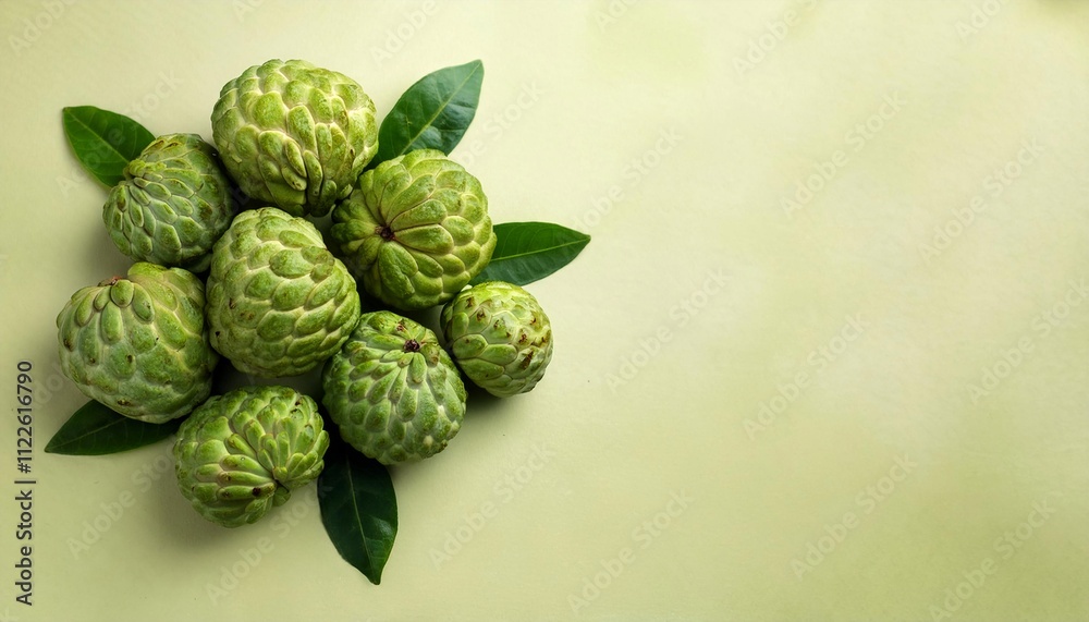 Fototapeta premium Flat Lay Top View of Bright Ripe Fragrant Green Chempedak Fruit as Background