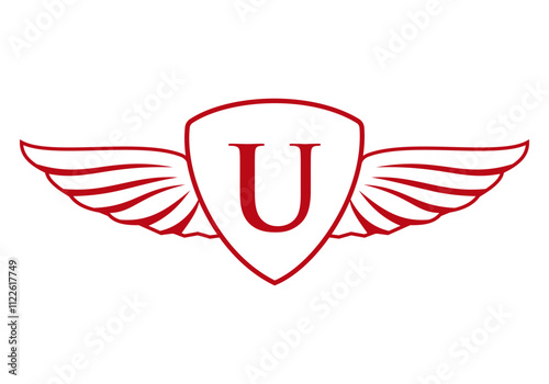 Letter U Wing Logo With Shield Icon Concept For Freight and Transportation Symbol