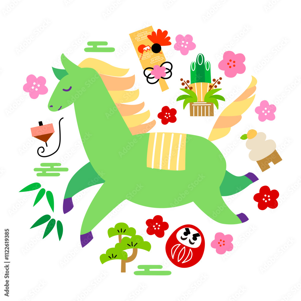 Obraz premium かわいいウマのイラスト素材