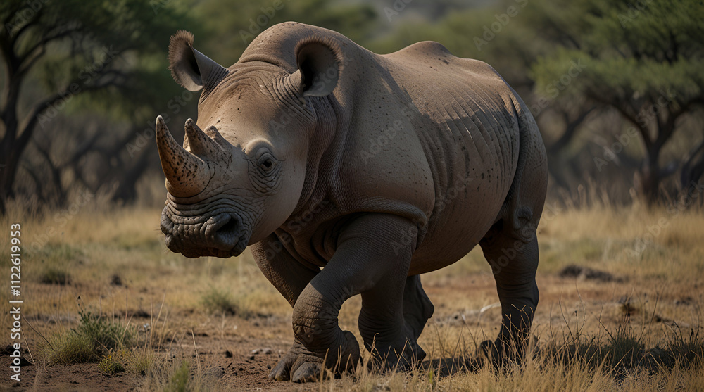Obraz premium white rhino and calf. Genrative.a